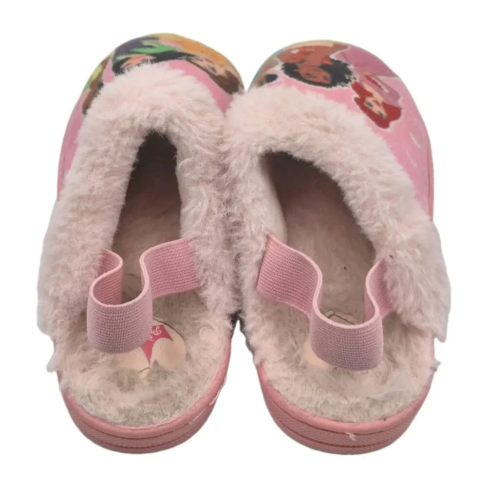 Disney Princess Pink Faux Fur Lined Slippers Girls 10/12 Gently Used